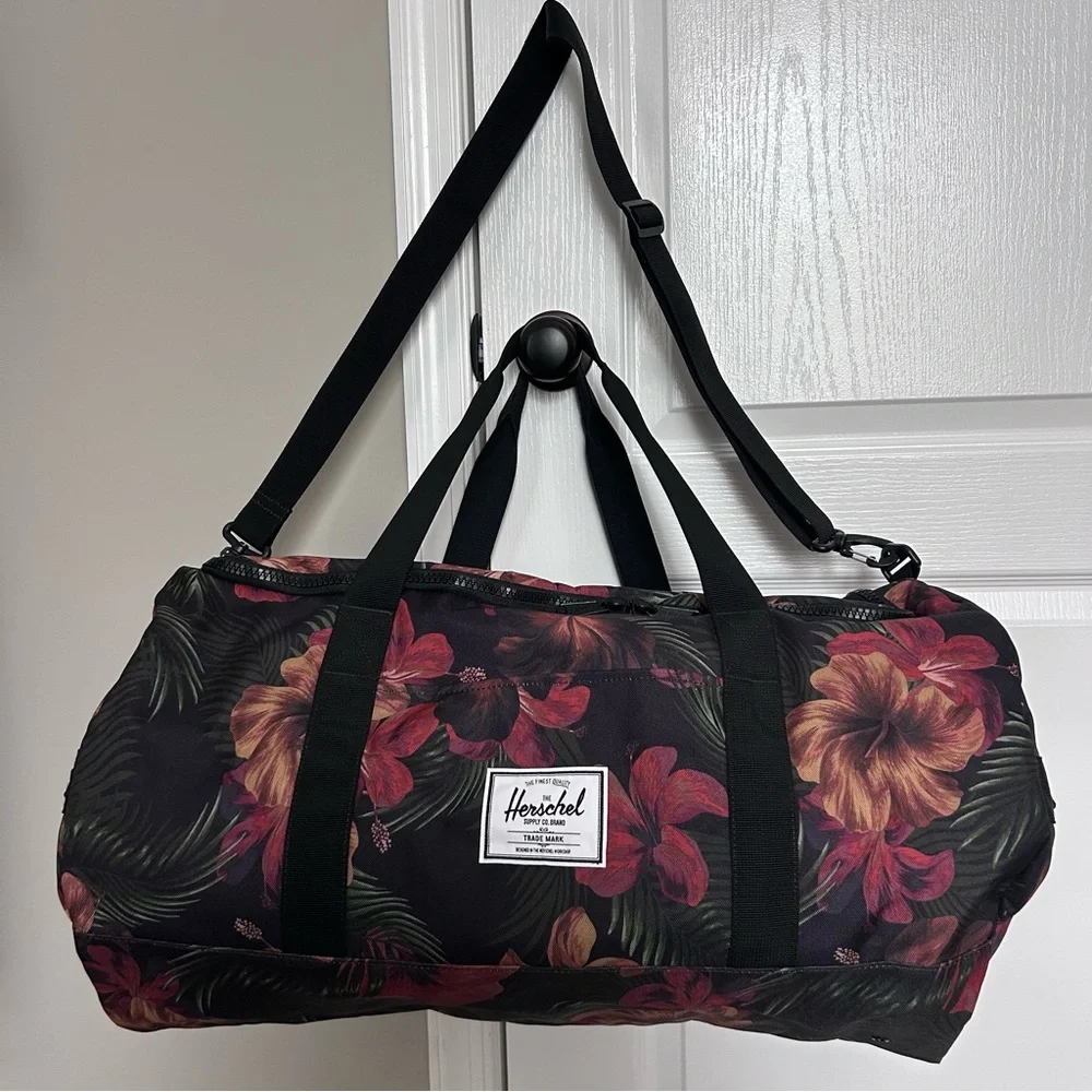 Herschel Supply Company Tropical Black Floral Duffel Bag Large - Picture 2 of 16